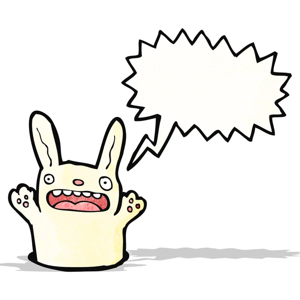 Conejo de dibujos animados en el agujero — Vector de stock