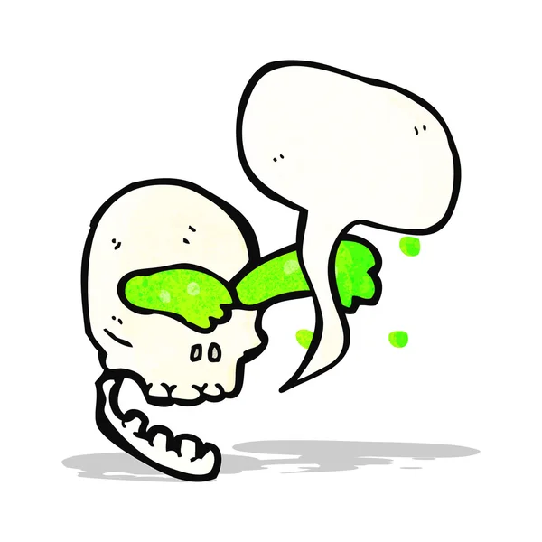 Cartoon slime squirting skull cartoon — Stock Vector