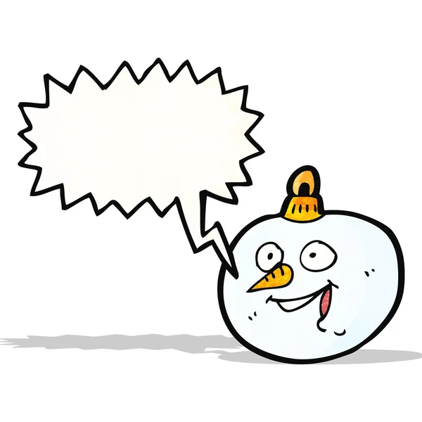 Cartoon sneeuwpop Kerstbal met tekstballon — Stockvector