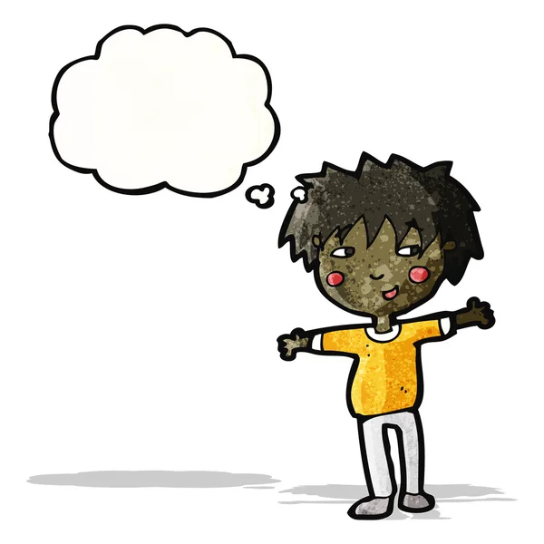 Cartoon Junge mit Gedankenblase — Stockvektor