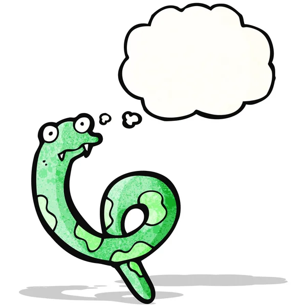 Serpiente de dibujos animados con burbuja de pensamiento — Vector de stock