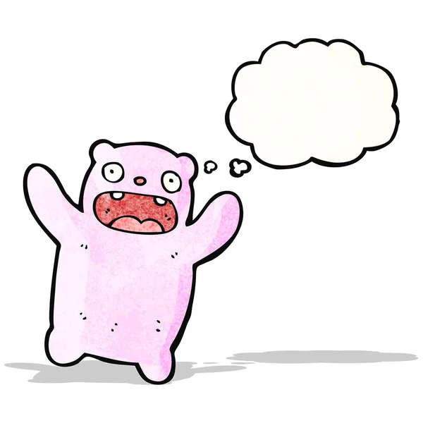 Kartun beruang merah muda gila - Stok Vektor