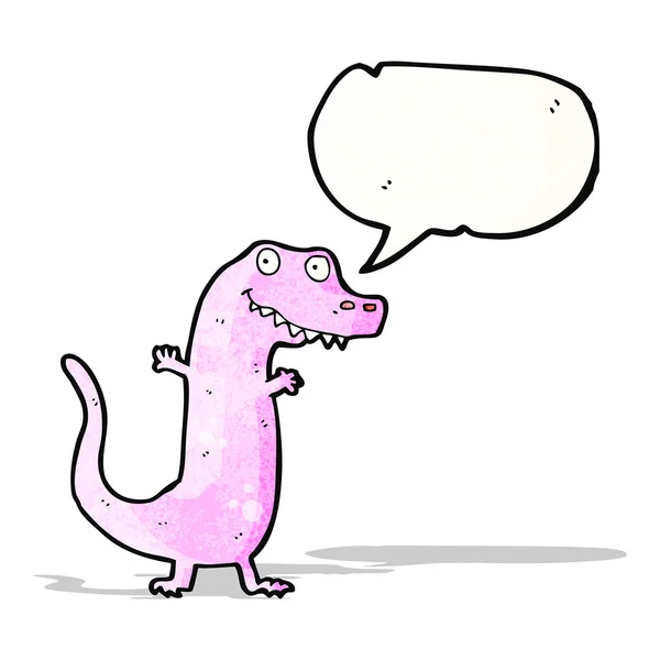 Dinosaurio de dibujos animados con burbuja de habla — Vector de stock