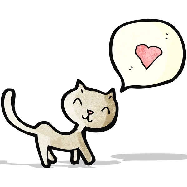 Cartoon cat with love heart — Stock Vector