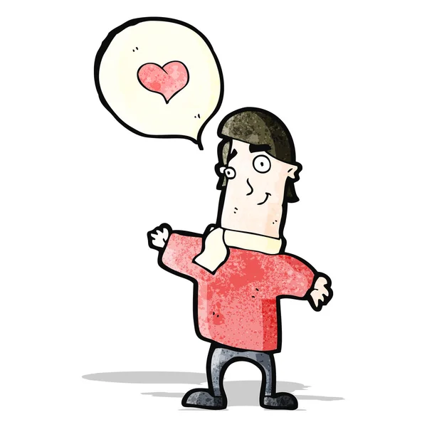 Homem dos desenhos animados no amor — Vetor de Stock