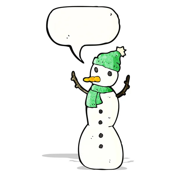 Cartoon snowman with speech bubble — Stock Vector