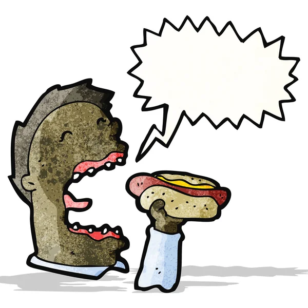 Hombre de dibujos animados comiendo comida chatarra — Vector de stock