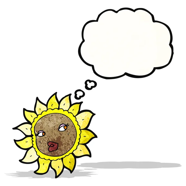 Karikatur hübsches Sonnenblumen-Gesicht — Stockvektor