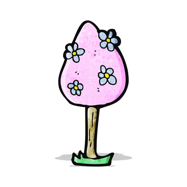 Dessin animé décoratif arbre rose — Image vectorielle