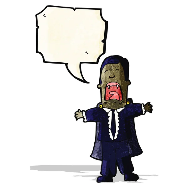 Cartoon vampire with speech bubble — Stock Vector