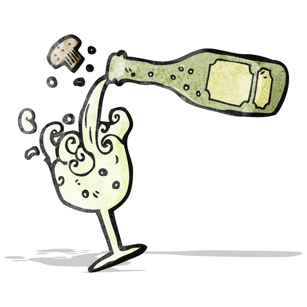 Cartone animato versando champagne — Vettoriale Stock
