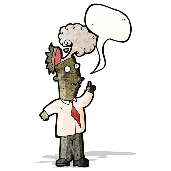 Dessin animé homme avec cerveau surchauffé — Image vectorielle