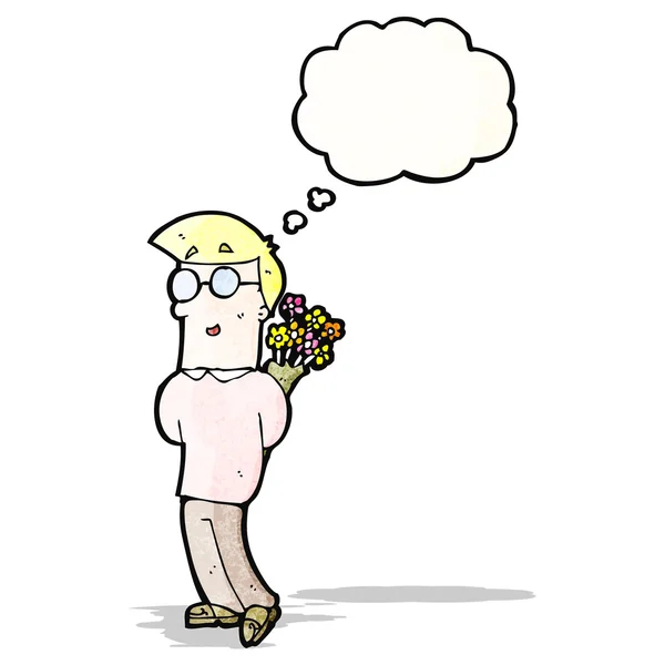 Kreskówka mężczyzna z kwiatami — Wektor stockowy