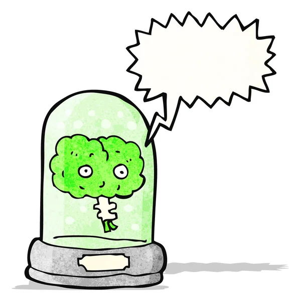 Cartoon talking brain in jar — Stock Vector