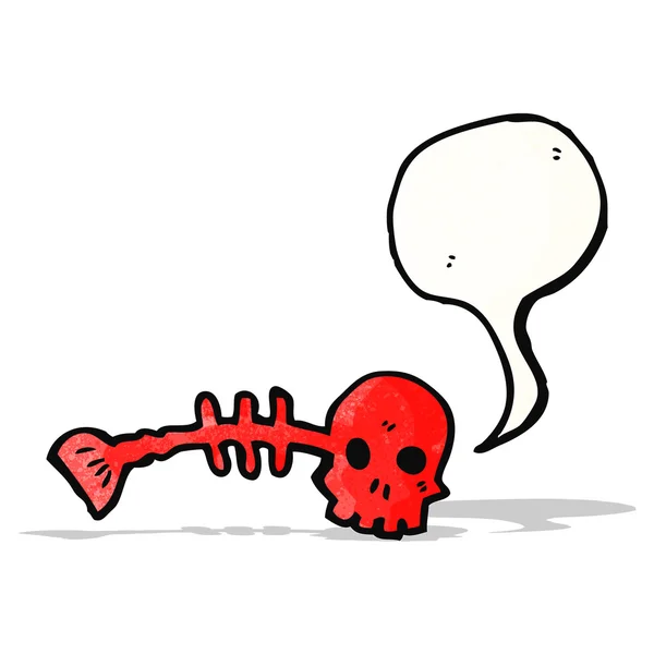 Espeluznante cráneo pescado huesos de dibujos animados — Vector de stock