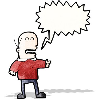 Çizgi filmdeki adam işaret edip gülüyor.