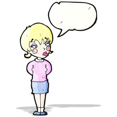 karikatür sıkılmış kadın