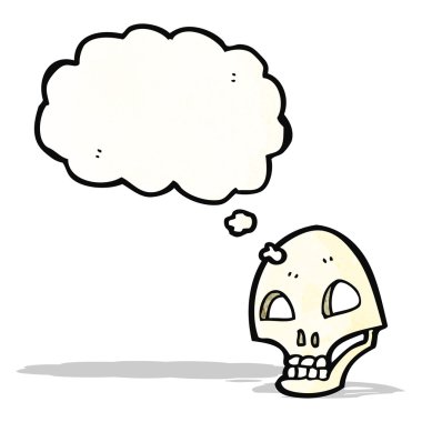 Düşünce balonlu karikatür kafatası
