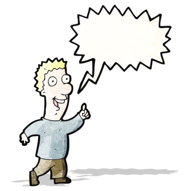 heyecanlı adam konuşuyor karikatür