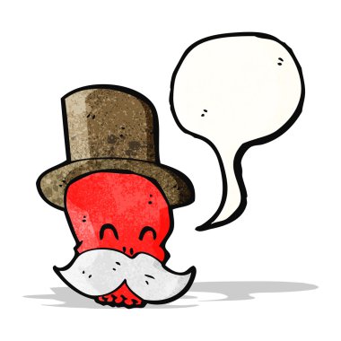 karikatür kafatası bıyıklı