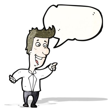 Çizgi filmdeki adam işaret edip gülüyor.