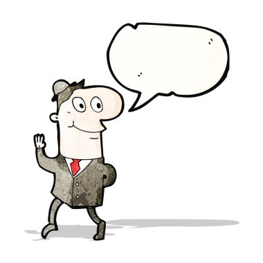 karikatür işadamı çalışmak için yürüyüş