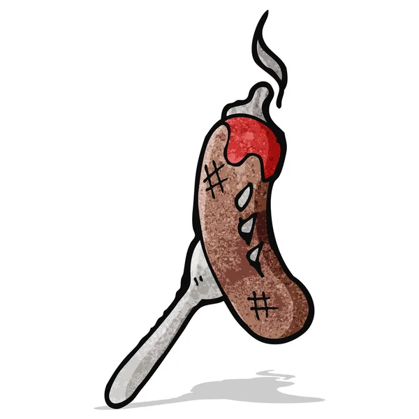 Cartoon Saucisse à la fourchette — Image vectorielle