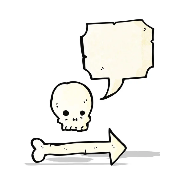 Cartoni animati cranio direzione segno — Vettoriale Stock