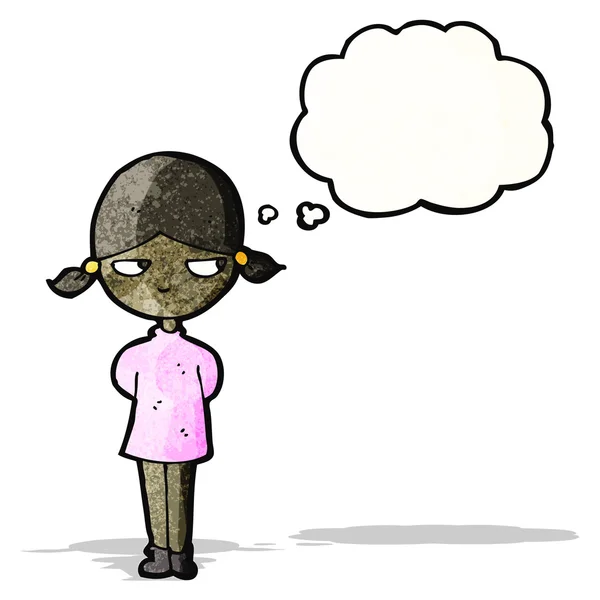 Cartoon meisje met gedachte zeepbel — Stockvector