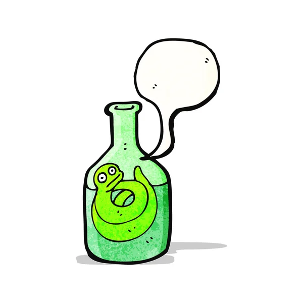 Serpiente de dibujos animados en botella de vino — Vector de stock