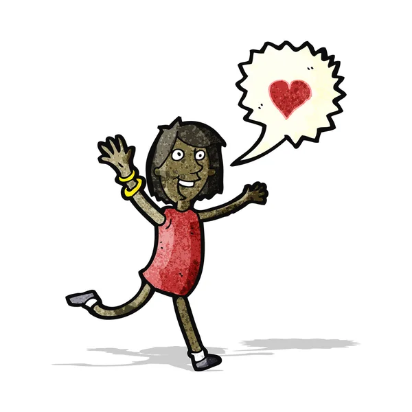 Femme dessin animé déclarant son amour — Image vectorielle