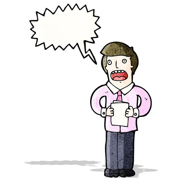 Caricature homme lecture de notes — Image vectorielle
