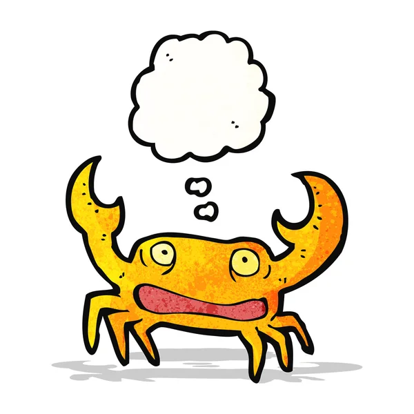 Crabe dessin animé avec bulle de pensée — Image vectorielle