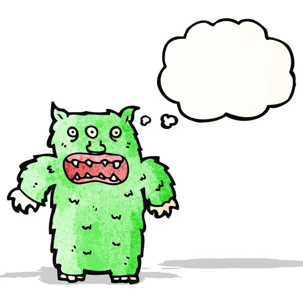 Cartoon monster met gedachte zeepbel — Stockvector