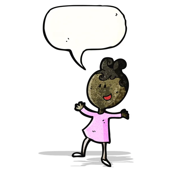 Dibujos animados chica feliz con burbuja del habla — Vector de stock