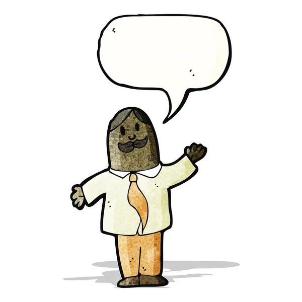 Karikatur Schnurrbart Mann mit Sprechblase — Stockvektor