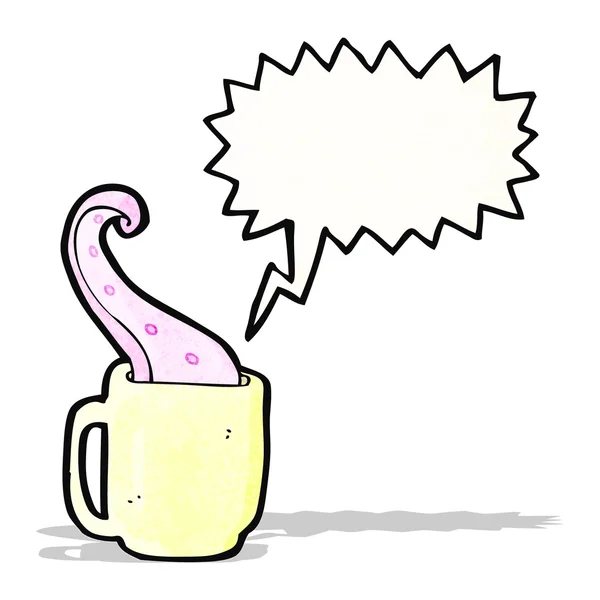Tentacle in teacup cartoon — Stock Vector