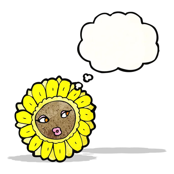 Dibujos animados bonita cara de girasol — Vector de stock