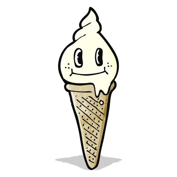 Dibujos animados helado feliz cono — Vector de stock