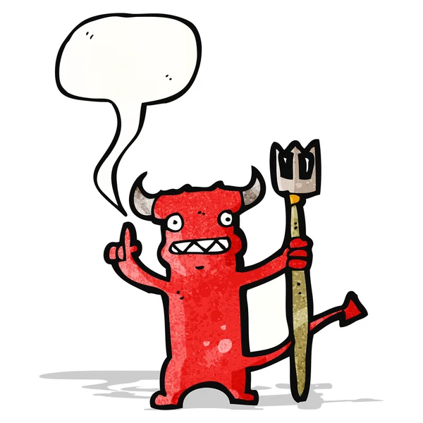 Cartoon kleine monster met spraakbel — Stockvector
