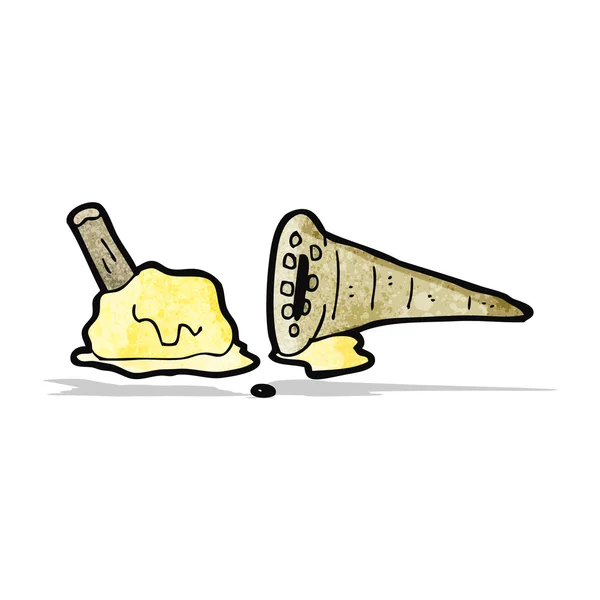 Caduto sciogliere gelato cartone animato — Vettoriale Stock