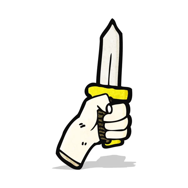 Mano de dibujos animados con cuchillo — Vector de stock