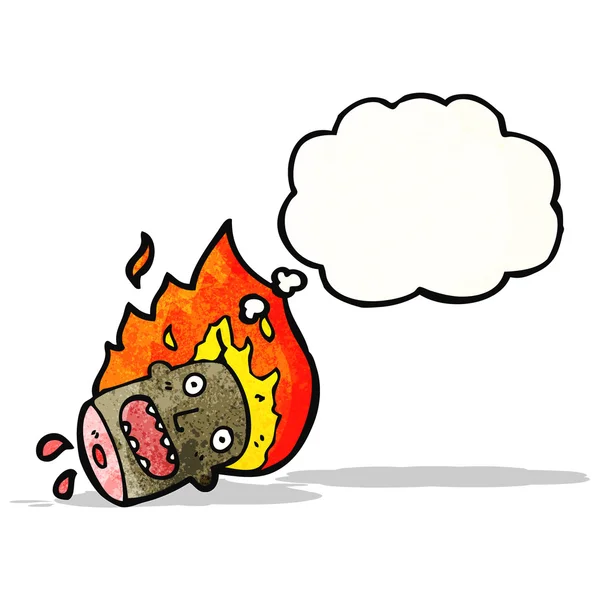 Cartoon burning severed head — Stock Vector