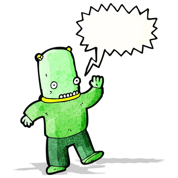 Alienígena com fala bolha desenhos animados — Vetor de Stock