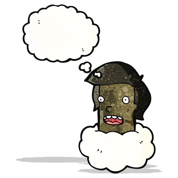 Kopf in Wolken Karikatur — Stockvektor