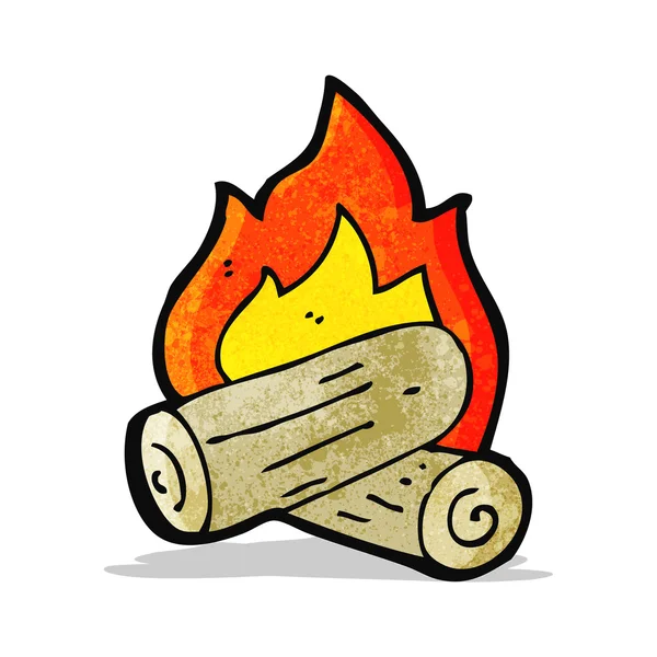 Desenhos animados queimando troncos de madeira — Vetor de Stock