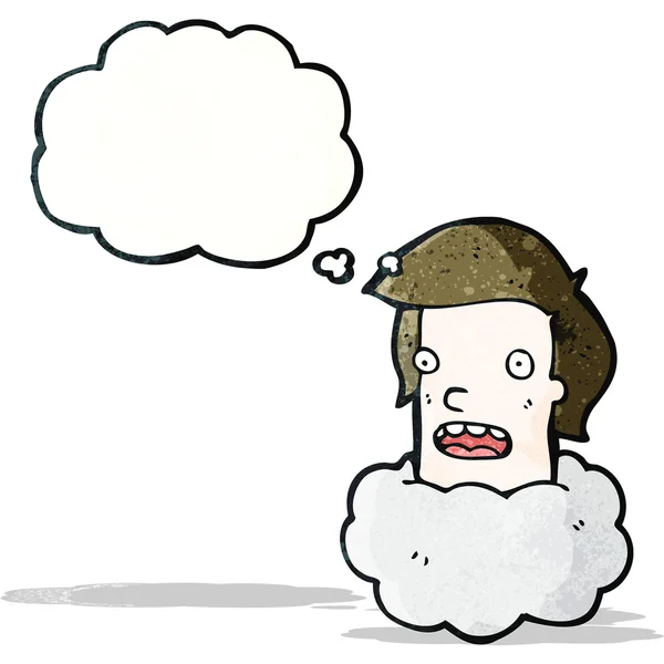 Dessin animé tête d'homme dans le nuage — Image vectorielle