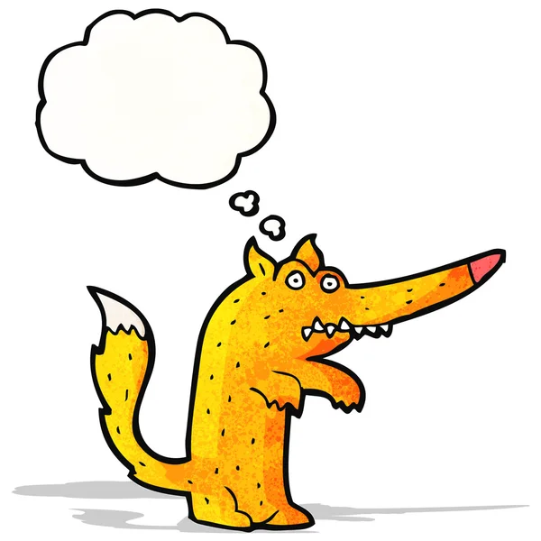 Cartoon vos met gedachte zeepbel — Stockvector