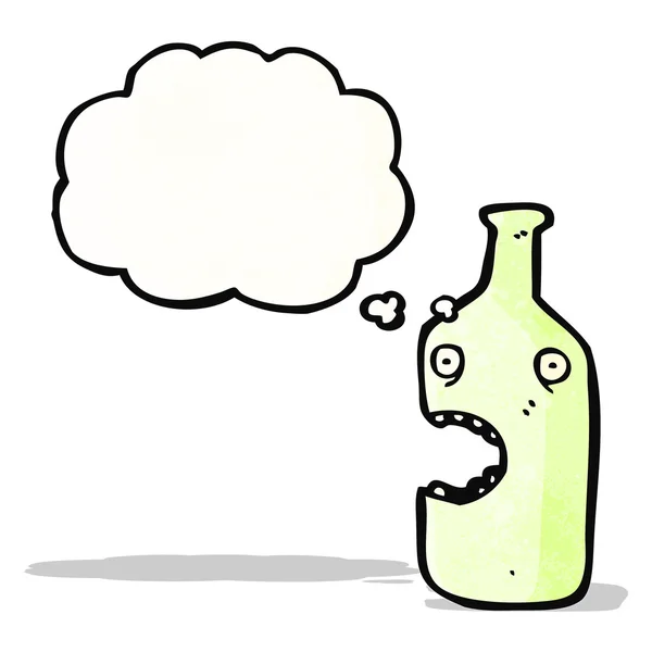 Impactado vino botella de dibujos animados — Vector de stock