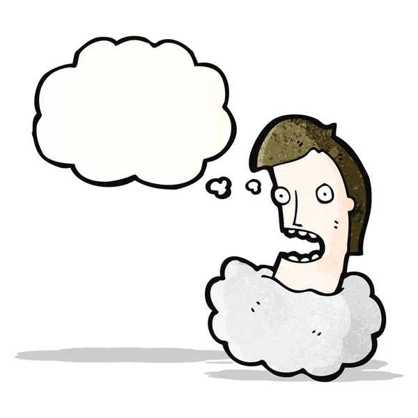 Testa di uomo cartone animato in nuvola — Vettoriale Stock
